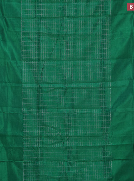 Semi mangalgiri silk saree green and multi colour with allover silver zari woven checked pattern and silver zari woven border