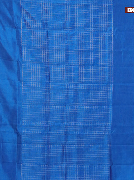 Semi mangalgiri silk saree cs blue and multi colour with allover silver zari checked pattern and silver zari woven border