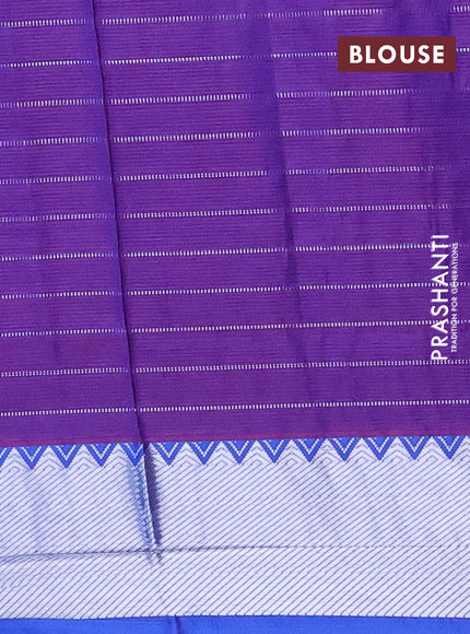 Semi mangalgiri silk saree pink and dual shade of blue with allover silver zari checked pattern and silver zari woven border