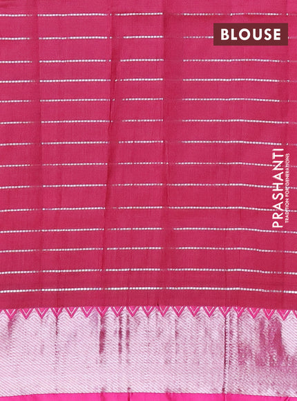 Semi mangalgiri silk saree dark navy blue and dark pink with allover silver zari checked pattern and silver zari woven border