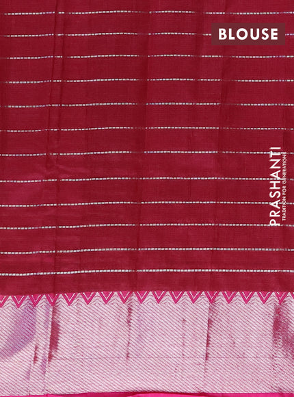 Semi mangalgiri silk saree deep violet and dark pink with allover silver zari checked pattern and silver zari woven border