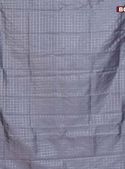 Semi mangalgiri silk saree grey and pink with allover silver zari checked pattern and silver zari woven border