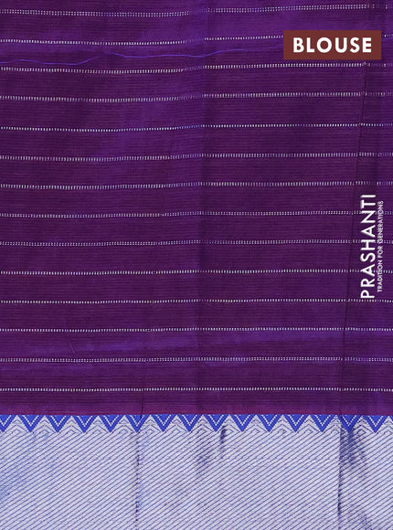 Semi mangalgiri silk saree dual shade of sandal and dual shade of blue with allover silver zari checked pattern and silver zari woven border