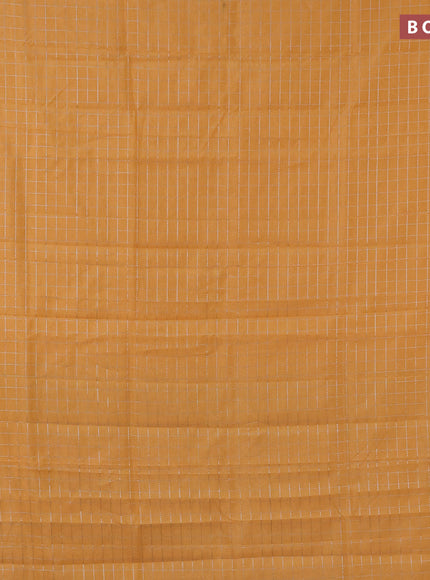 Semi mangalgiri silk saree pale orange and blue with allover silver zari checked pattern and silver zari woven border