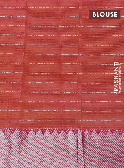 Semi mangalgiri silk saree flourescent green and pink with allover silver zari checked pattern and silver zari woven border