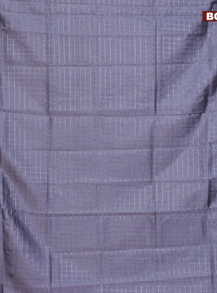 Semi mangalgiri silk saree grey and pink with allover silver zari checked pattern and silver zari woven border