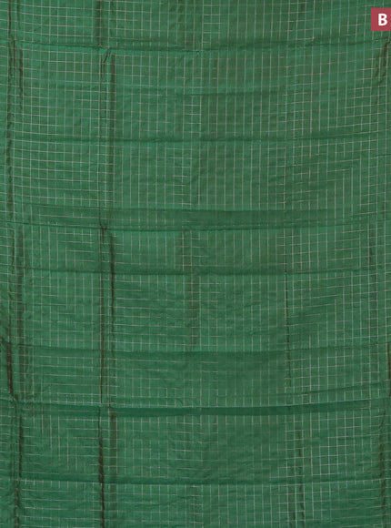 Semi mangalgiri silk saree dual shade of green and dual shade of blue with allover silver zari checked pattern and silver zari woven border