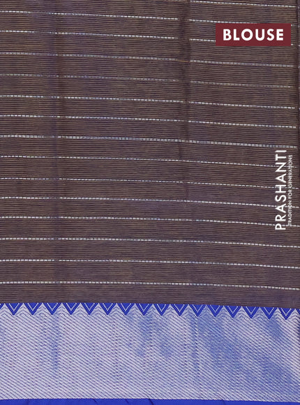 Semi mangalgiri silk saree dual shade of pista green and blue with allover silver zari checked pattern and silver zari woven border