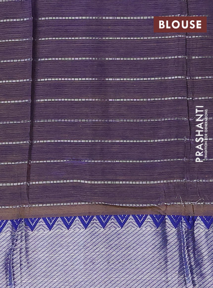 Semi mangalgiri silk saree lime green and dual shade of blue with allover silver zari checked pattern and silver zari woven border