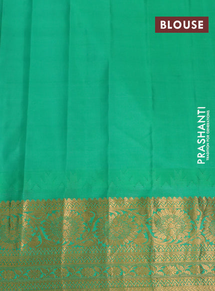 Pure gadwal silk saree red and light green with allover zari checked pattern and temple design zari woven border