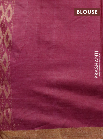 Banana silk saree dark magenta pink with silver & gold zari weaves and zari woven border