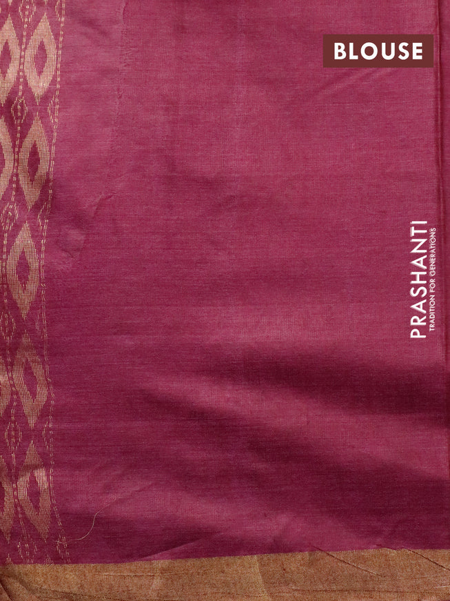 Banana silk saree dark magenta pink with silver & gold zari weaves and zari woven border