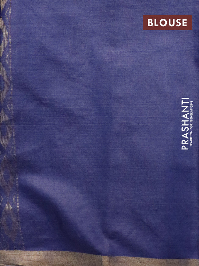 Banana silk saree blue shade with silver & gold zari weaves and zari woven border