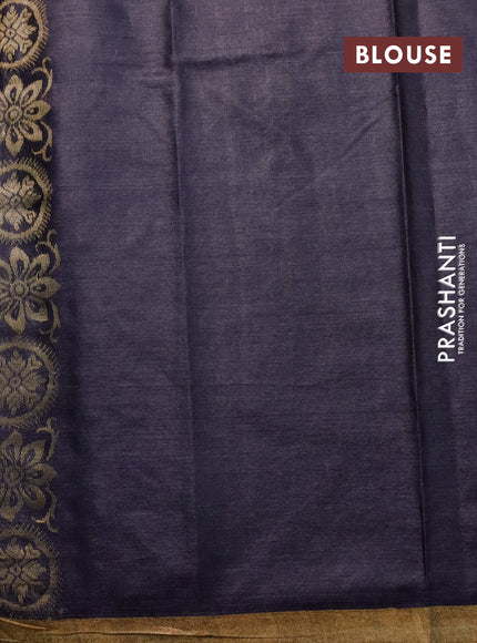 Banana silk saree black with silver & gold zari woven butta weaves and zari woven border