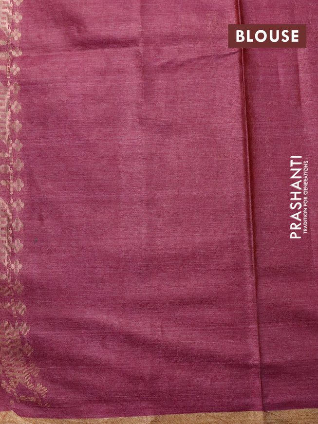 Banana silk saree dark magenta pink with allover zari weaves and zari woven border