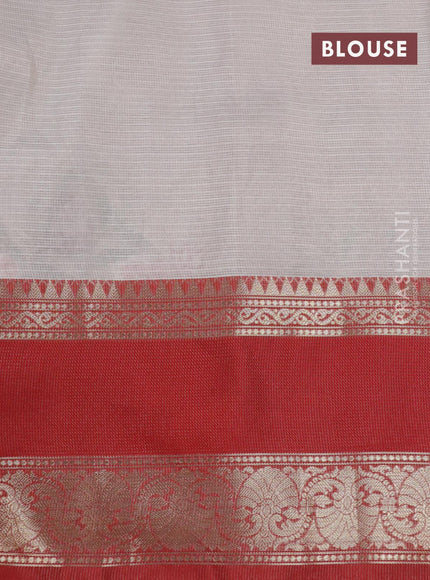 Banarasi kota tissue saree off white and red with floral design embroidery work and rettapet zari woven border - {{ collection.title }} by Prashanti Sarees