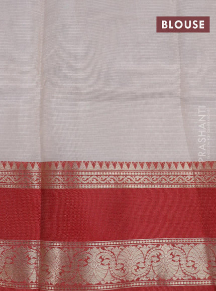 Banarasi kota tissue saree off white and red with floral design embroidery work and rettapet zari woven border - {{ collection.title }} by Prashanti Sarees