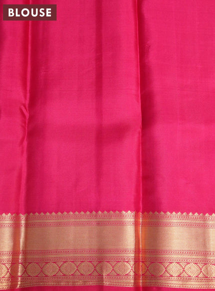 Pure kanjivaram silk saree teal blue and pink with zari woven buttas and zari woven border