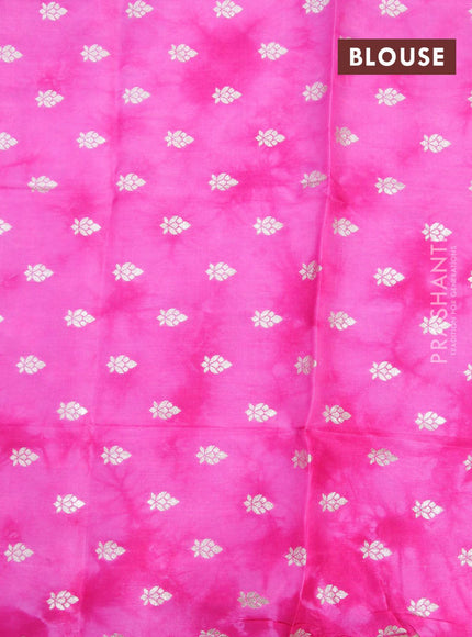 Semi dola saree pink with allover zari checked pattern and floral zari woven border with tie & dye zari butta blouse - {{ collection.title }} by Prashanti Sarees