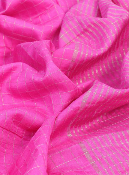 Semi dola saree pink with allover zari checked pattern and floral zari woven border with tie & dye zari butta blouse - {{ collection.title }} by Prashanti Sarees