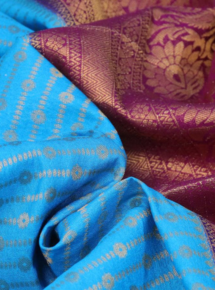 Banarasi semi crepe silk saree light blue and purple with allover zari weaves and zari woven border - {{ collection.title }} by Prashanti Sarees