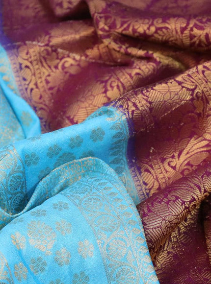 Banarasi semi crepe silk saree light blue and purple with allover zari weaves and zari woven border - {{ collection.title }} by Prashanti Sarees