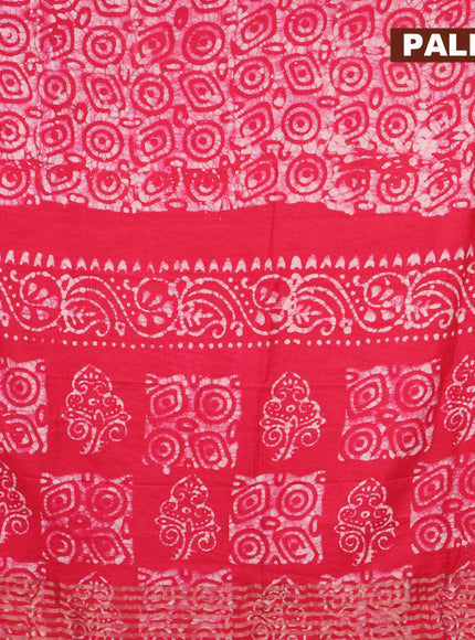 Binny Silk saree pink with allover batik prints and zari woven border - {{ collection.title }} by Prashanti Sarees