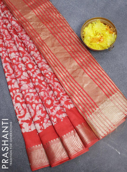 Binny Silk saree red with allover batik prints and zari woven border - {{ collection.title }} by Prashanti Sarees