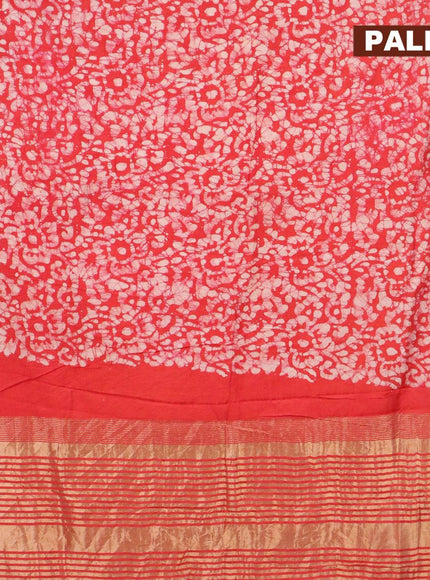 Binny Silk saree red with allover batik prints and zari woven border - {{ collection.title }} by Prashanti Sarees