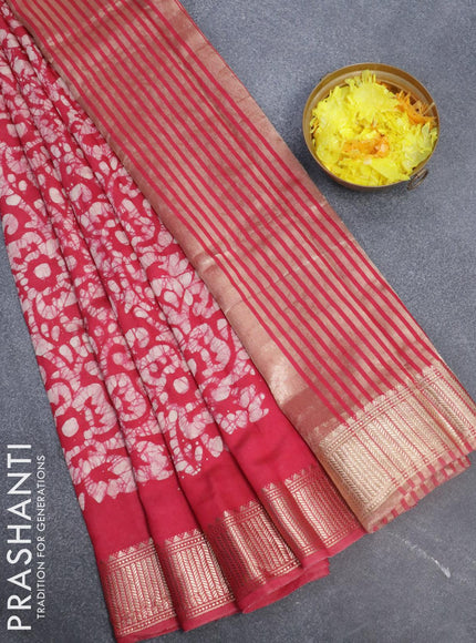 Binny Silk saree pink with allover batik prints and zari woven border - {{ collection.title }} by Prashanti Sarees