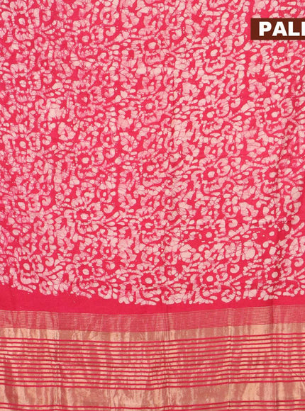 Binny Silk saree pink with allover batik prints and zari woven border - {{ collection.title }} by Prashanti Sarees