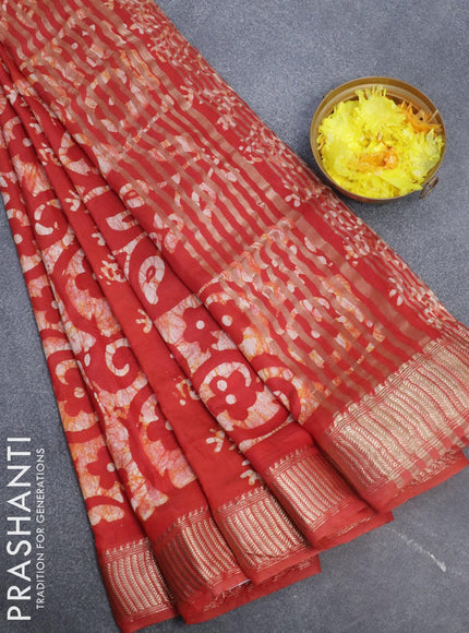 Binny Silk saree red with allover batik prints and zari woven border - {{ collection.title }} by Prashanti Sarees