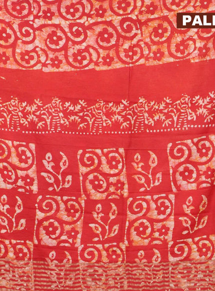 Binny Silk saree red with allover batik prints and zari woven border - {{ collection.title }} by Prashanti Sarees