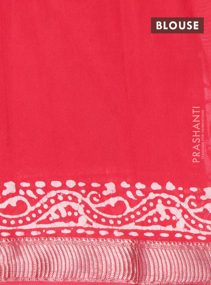 Binny Silk saree pink and off white with allover batik prints and zari woven border - {{ collection.title }} by Prashanti Sarees