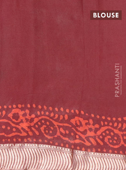 Binny Silk saree deep maroon and orange with allover batik prints and zari woven border - {{ collection.title }} by Prashanti Sarees