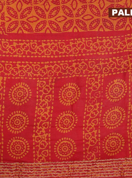 Binny Silk saree red and mustard yellow with allover batik prints and zari woven border - {{ collection.title }} by Prashanti Sarees