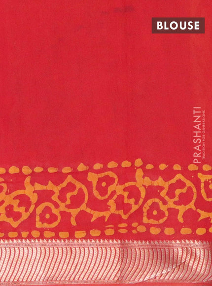 Binny Silk saree red and mustard yellow with allover batik prints and zari woven border - {{ collection.title }} by Prashanti Sarees