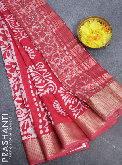 Binny Silk saree pink with allover batik prints and zari woven border - {{ collection.title }} by Prashanti Sarees