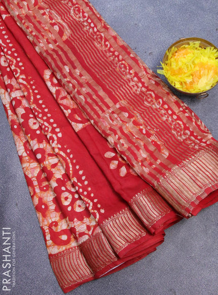 Binny Silk saree red with allover batik prints and zari woven border - {{ collection.title }} by Prashanti Sarees