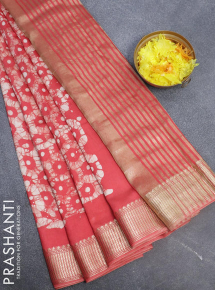 Binny Silk saree red shade with allover batik prints and zari woven border - {{ collection.title }} by Prashanti Sarees