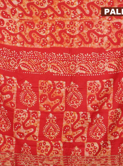 Binny Silk saree red with allover batik prints and zari woven border - {{ collection.title }} by Prashanti Sarees