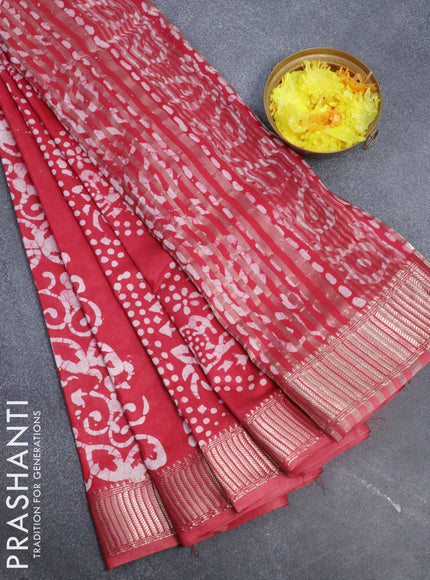 Binny Silk saree pink with allover batik prints and zari woven border - {{ collection.title }} by Prashanti Sarees