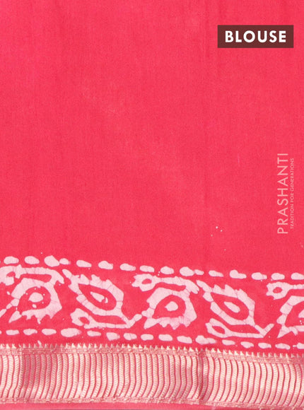 Binny Silk saree pink with allover batik prints and zari woven border - {{ collection.title }} by Prashanti Sarees