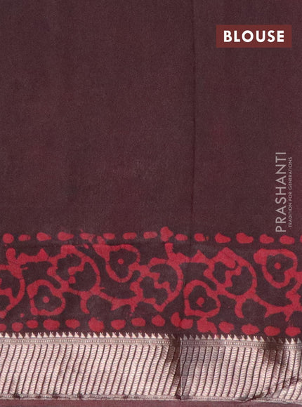 Binny Silk saree deep coffee brown and maroon with allover batik prints and zari woven border - {{ collection.title }} by Prashanti Sarees