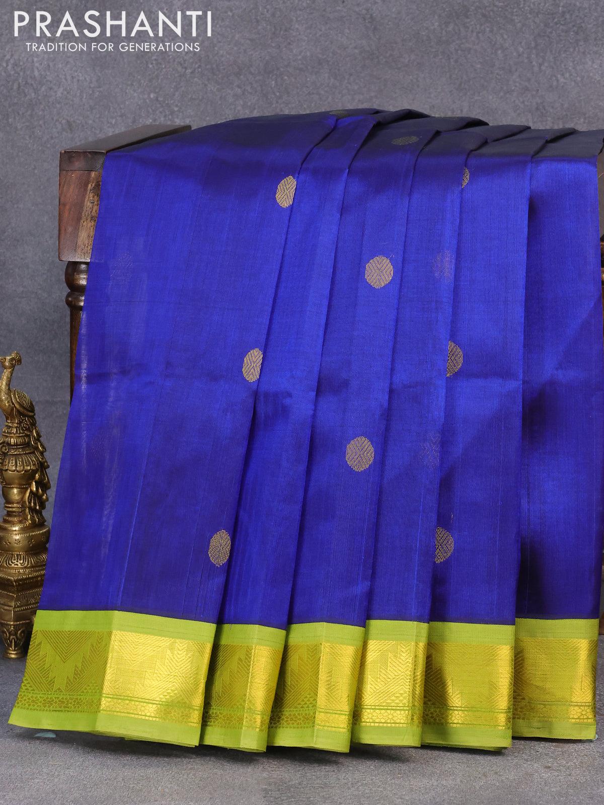 Blue woven silk cotton saree - Sajasajo - 3781571