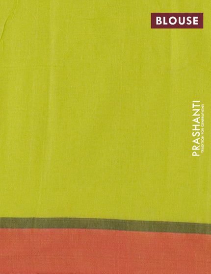 Bengal soft cotton saree light green and maroon with thread woven buttas and simple border - {{ collection.title }} by Prashanti Sarees