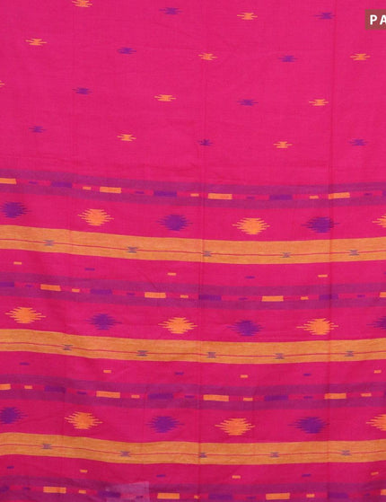 Bengal soft cotton saree pink and blue with thread woven buttas and contrast border - {{ collection.title }} by Prashanti Sarees