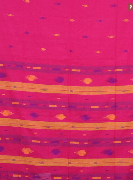 Bengal soft cotton saree pink and blue with thread woven buttas and contrast border - {{ collection.title }} by Prashanti Sarees