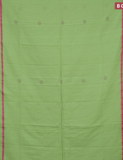 Bengal soft cotton saree light green and pink with thread woven buttas and simple border - {{ collection.title }} by Prashanti Sarees