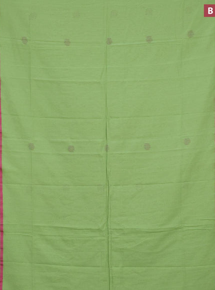 Bengal soft cotton saree light green and pink with thread woven buttas and simple border - {{ collection.title }} by Prashanti Sarees